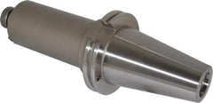 Accupro - CAT50 Taper Shank 1" Pilot Diam Shell Mill Holder - 6" Flange to Nose End Projection, 1/2-20 Lock Screw, Through-Spindle & DIN Flange Coolant - Exact Industrial Supply