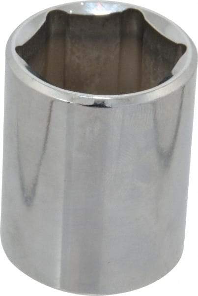 Proto - 1/2" Drive, Standard Hand Socket - 6 Points, 1-1/2" OAL, Chrome Finish - All Tool & Supply