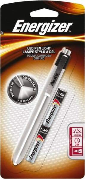 Energizer - White LED Bulb, 21 Lumens, Mini Flashlight - Silver Stainless Steel Body, 2 AAA Batteries Included - All Tool & Supply