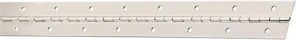 National Mfg. - 30" Long x 1-1/2" Wide, Steel Satin Nickel Coating Continuous Hinge - 0.042" Thick with Holes - All Tool & Supply