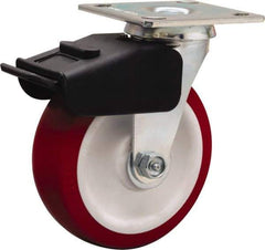 Hamilton - 6" Diam x 2" Wide x 7-1/2" OAH Top Plate Mount Swivel Caster - Polyurethane Mold on Polypropylene, 850 Lb Capacity, Straight Roller Bearing, 4 x 4-1/2" Plate - All Tool & Supply