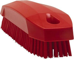 Vikan - 0.7" Bristle Length, Polyester Scrub Brush - 1-1/2" Wide Head, 4-1/2" OAL, Red, Polypropylene Block - All Tool & Supply