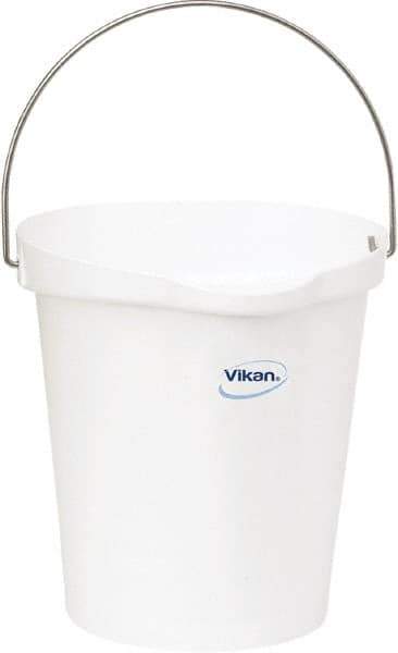 Vikan - 3 Gal, Polypropylene Round White Single Pail with Pour Spout - Handle Included - All Tool & Supply