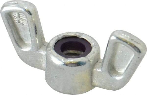 Value Collection - 1/4-20 UNC, Zinc Plated, Zinc Alloy Nylon-Insert Locking Wing Nut - Grade 2, 1-1/4" Wing Span, 19/32" Wing Span - All Tool & Supply