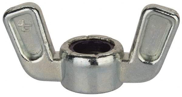 Value Collection - 3/8-16 UNC, Zinc Plated, Zinc Alloy Nylon-Insert Locking Wing Nut - Grade 2, 1-1/2" Wing Span, 0.718" Wing Span - All Tool & Supply