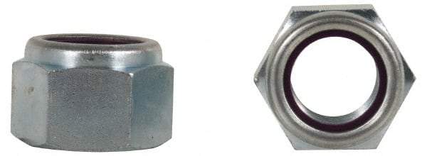 Value Collection - 1-8 UNC 18-8 Hex Lock Nut with Nylon Insert - 1-7/16" Width Across Flats, 1-3/64" High - All Tool & Supply