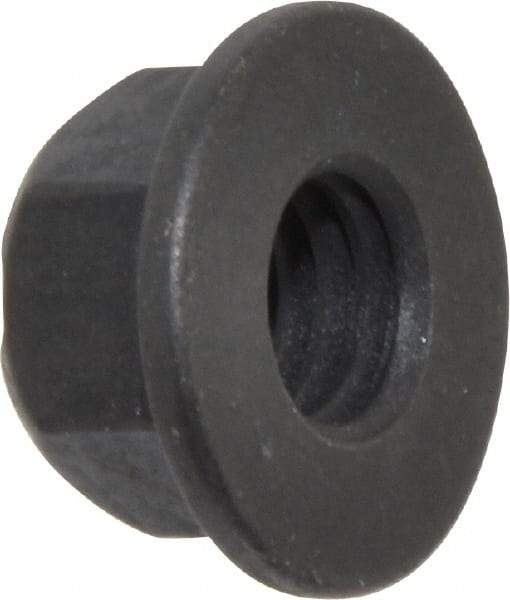 Value Collection - 3/8-16 UNC Grade G Hex Flange Lock Nut with Distorted Thread - 9/16" Width Across Flats, 27/64" High, Phosphate & Oil Finish - All Tool & Supply