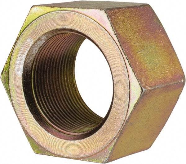 Value Collection - 1-3/4 - 12 UN Steel Right Hand Hex Nut - 2-3/4" Across Flats, 1-1/2" High, Zinc Yellow Dichromate Finish - All Tool & Supply