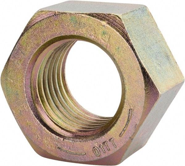 Value Collection - 2 - 4-1/2 UNC Steel Right Hand Hex Nut - 3-1/8" Across Flats, 1-23/32" High, Zinc Yellow Dichromate Finish - All Tool & Supply