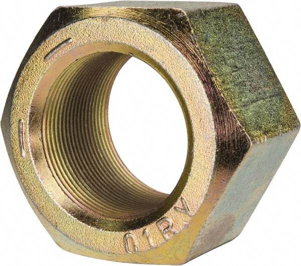 Value Collection - 2-12 UN Steel Right Hand Hex Nut - 3-1/8" Across Flats, 1-23/32" High, Zinc Yellow Dichromate Finish - All Tool & Supply