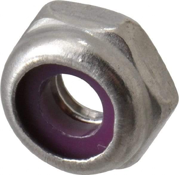 Value Collection - #10-32 UNF 18-8 Hex Lock Nut with Nylon Insert - 3/8" Width Across Flats, 3/16" High, Uncoated - All Tool & Supply