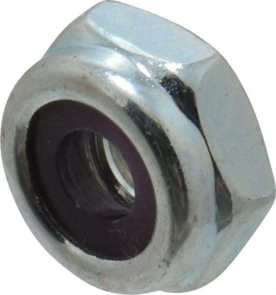 Value Collection - #10-24 UNC Grade 2 Hex Lock Nut with Nylon Insert - 3/8" Width Across Flats, 3/16" High, Zinc-Plated Finish - All Tool & Supply