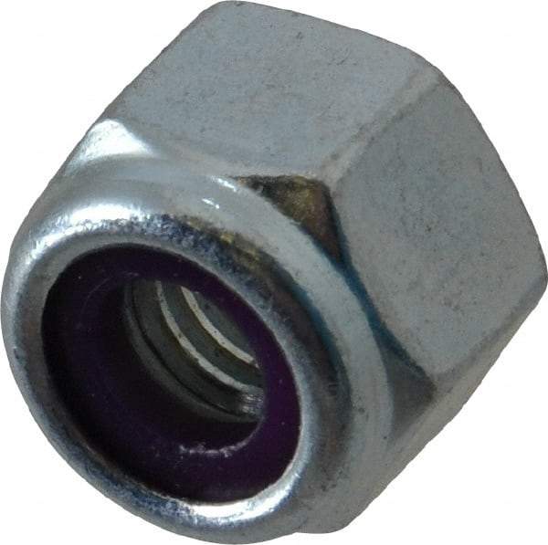 Value Collection - 3/8-16 UNC Grade 2 Heavy Hex Lock Nut with Nylon Insert - 39/64" Width Across Flats, 35/64" High, Zinc-Plated Finish - All Tool & Supply