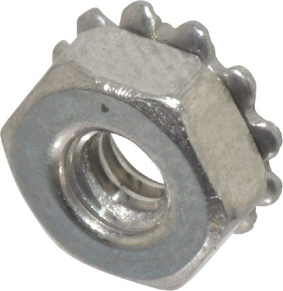 Value Collection - #4-40, 0.109" High, Uncoated, Stainless Steel Hex Nut with External Tooth Washer - 9/32" Washer Diam, 1/4" Width Across Flats, Grade 18-8 - All Tool & Supply