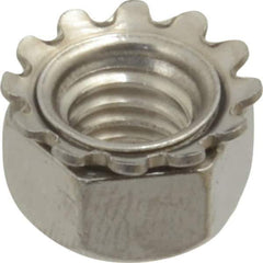 Value Collection - 5/16-18, 0.328" High, Uncoated, Stainless Steel Hex Nut with External Tooth Washer - 37/64" Washer Diam, 1/2" Width Across Flats, Grade 18-8 - All Tool & Supply