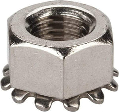 Value Collection - 5/16-24, 0.328" High, Uncoated, Stainless Steel Hex Nut with External Tooth Washer - 37/64" Washer Diam, 1/2" Width Across Flats, Grade 18-8 - All Tool & Supply