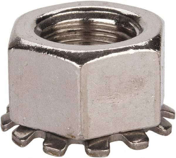 Value Collection - 3/8-24, 0.391" High, Uncoated, Stainless Steel Hex Nut with External Tooth Washer - 21/32" Washer Diam, 9/16" Width Across Flats, Grade 18-8 - All Tool & Supply