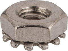 Value Collection - #10-24, 5/32" High, Uncoated, Stainless Steel Hex Nut with External Tooth Washer - 13/32" Washer Diam, 3/8" Width Across Flats, Grade 18-8 - All Tool & Supply