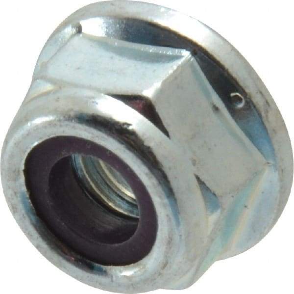 Value Collection - 1/4-20 UNC Grade 2 Hex Flange Lock Nut with Nylon Insert - 7/16" Width Across Flats, 5/16" High, Zinc-Plated Finish - All Tool & Supply