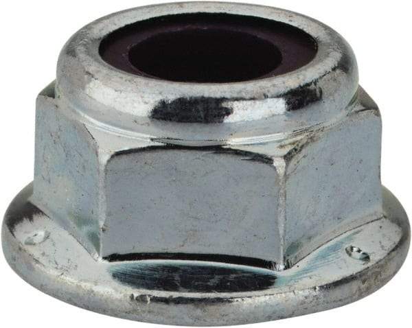 Value Collection - 5/16-18 UNC Grade 2 Hex Flange Lock Nut with Nylon Insert - 1/2" Width Across Flats, 3/8" High, Zinc-Plated Finish - All Tool & Supply