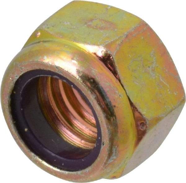 Value Collection - 7/16-14 UNC Grade 8 Hex Lock Nut with Nylon Insert - 5/8" Width Across Flats, 29/64" High, Zinc Yellow Dichromate Finish - All Tool & Supply