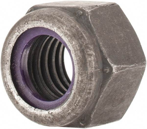 Value Collection - 1/2-13 UNC Grade 8 Hex Lock Nut with Nylon Insert - 3/4" Width Across Flats, 19/32" High, Uncoated - All Tool & Supply