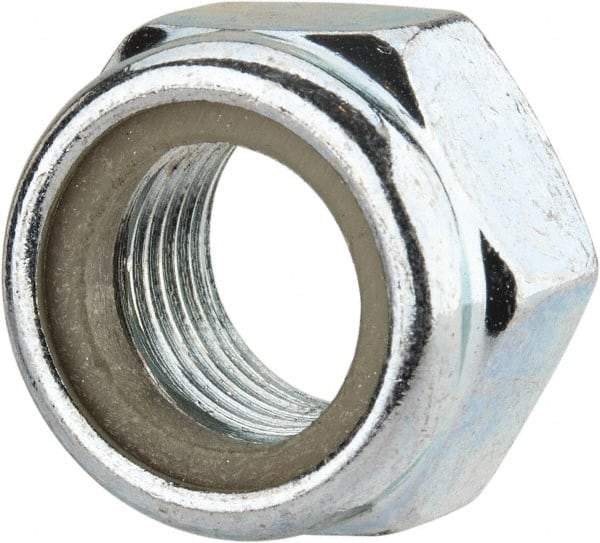 Value Collection - M16x1.50 Metric Fine Grade 8 Hex Lock Nut with Nylon Insert - 16mm High, Zinc-Plated Finish - All Tool & Supply