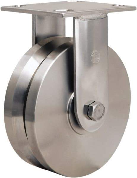 Hamilton - 6" Diam x 2" Wide, Stainless Steel Swivel Caster - 800 Lb Capacity, Top Plate Mount, 3-3/4" x 4-1/2" Plate, Stainless Steel Precision Ball Bearing - All Tool & Supply