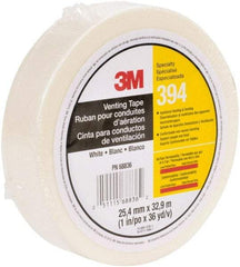 3M - 36 Yds. x 1", White Nonwoven Fabric Film Tape - 394 Series, 4 mil Thick, 6 Lb./Inch Tensile Strength - All Tool & Supply