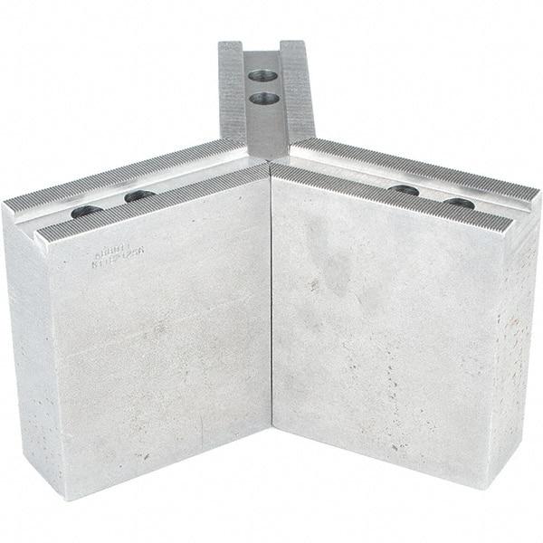 Abbott Workholding Products - 12" & Up Chuck Capacity, 1.5mm x 60° Serrated Attachment, Square Soft Lathe Chuck Jaw - 3 Jaws, Steel, 1.1811" Btw Mount Hole Ctrs, 5-1/2" Long x 2" Wide x 6" High, 0.8268" Groove, 0.6299" & 16mm Fastener - All Tool & Supply