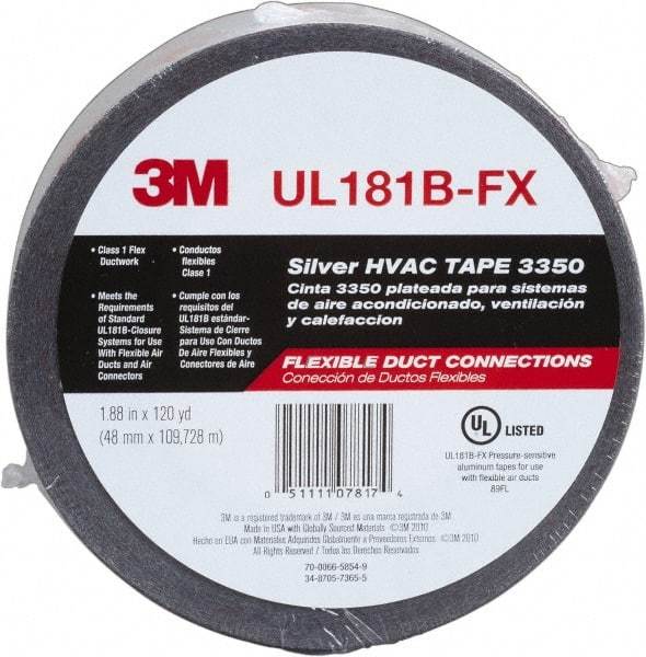 3M - 48mm x 120 Yds Silver Foil Tape - 3.1 mil, Acrylic Adhesive, Series 3350 - All Tool & Supply