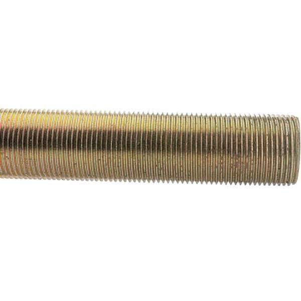 Value Collection - 1-1/4-12 UNF (Fine), 3' Long, Low Carbon Steel Threaded Rod - Yellow Zinc-Plated Finish - All Tool & Supply