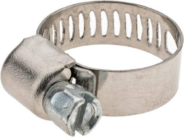 Value Collection - SAE Size 6, 7/16 to 25/32" Diam, Stainless Steel Worm Drive Clamp - 1/2" Wide - All Tool & Supply