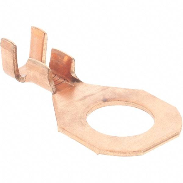 Import - 12-10 AWG Noninsulated D Shaped Ring Terminal - 3/8" Stud, Brass Contact - All Tool & Supply