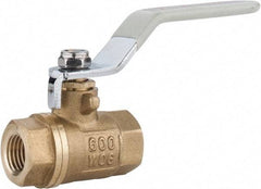 Value Collection - 1/4" Pipe, Full Port, Brass Full Port Ball Valve - Inline - Two Way Flow, FNPT x FNPT Ends, Lever Handle, 600 WOG, 150 WSP - All Tool & Supply