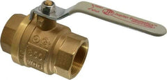 Value Collection - 1-1/2" Pipe, Full Port, Brass UL Listed Ball Valve - Inline - Two Way Flow, FNPT x FNPT Ends, Lever Handle, 600 WOG, 150 WSP - All Tool & Supply