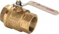 Value Collection - 2" Pipe, Full Port, Brass UL Listed Ball Valve - Inline - Two Way Flow, FNPT x FNPT Ends, Lever Handle, 600 WOG, 150 WSP - All Tool & Supply