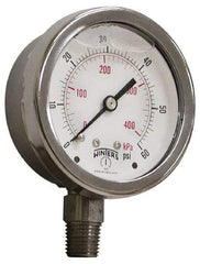 Winters - 2-1/2" Dial, 1/4 Thread, 0-3,000 Scale Range, Pressure Gauge - Lower Connection Mount, Accurate to 1.5% of Scale - All Tool & Supply