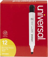 UNIVERSAL - Black, Chisel Tip, Dozen Dry Erase Markers - For Use with Dry Erase Marker Boards - All Tool & Supply