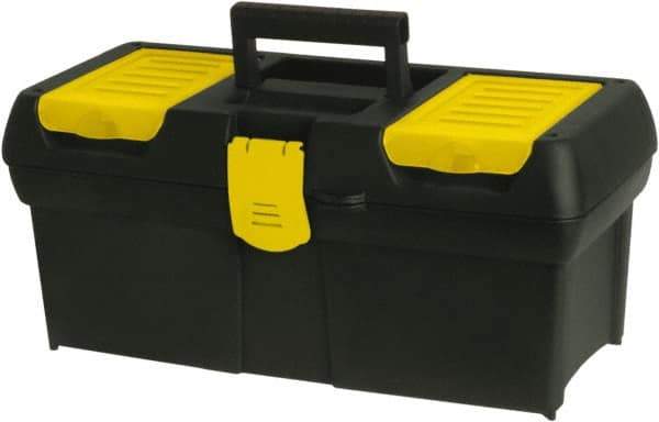 Stanley - 4 Compartment 1 Tray Tool Box - 15-3/4" Wide x 7-1/2" Deep x 7-1/8" High, Polypropylene, Black/Yellow - All Tool & Supply