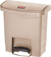 Rubbermaid - 4 Gal Rectangle Unlabeled Trash Can - 15.7" High x 14-7/8" Long, Beige, Resin - All Tool & Supply