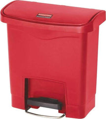 Rubbermaid - 4 Gal Rectangle Unlabeled Trash Can - 15.7" High x 14-7/8" Long, Red, Resin - All Tool & Supply