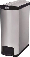 Rubbermaid - 24 Gal Rectangle Unlabeled Trash Can - 32.84" High x 27-1/8" Long, Chrome, Black, Metal - All Tool & Supply