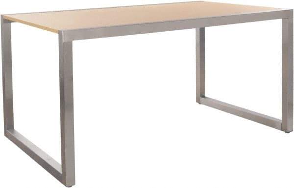 ECONOCO - 60" Long x 36" Wide x 30" High Stationary Display Table - Maple & Satin Chrome (Color), Melamine Top - All Tool & Supply