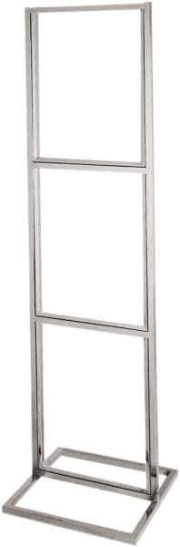 ECONOCO - 22 Inch Wide x 28 Inch High Sign Compatibility, Steel Square Frame Triple Bulletin Sign Holder - Chrome, 90 Inch Holder Height, Holds 3 Signs - All Tool & Supply