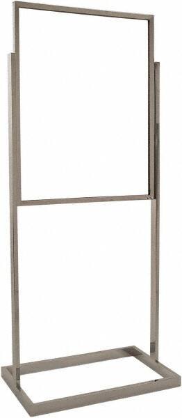 ECONOCO - 22 Inch Wide x 28 Inch High Sign Compatibility, Steel Square Frame Bulletin Sign Holder - Chrome, 56 Inch Holder Height, Holds 1 Sign - All Tool & Supply