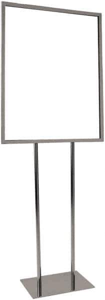 ECONOCO - 22 Inch Wide x 28 Inch High Sign Compatibility, Steel Square Frame Bulletin Sign Holder - Chrome, 60 Inch Holder Height, Holds 1 Sign - All Tool & Supply