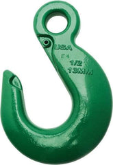 Campbell - 22,600 Lb Capacity, Chain Grade 100, Alloy Steel Eye Hook - 7.72" Reach, 1-5/16" Eye ID, 10-3/4" OAL, Painted Green - All Tool & Supply