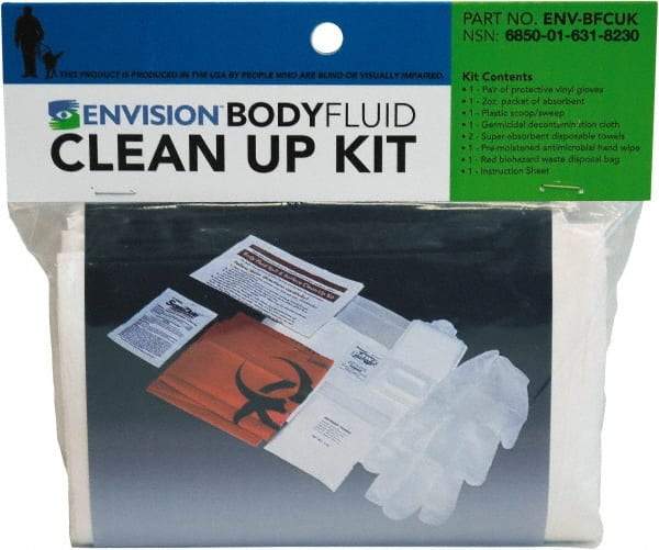 Ability One - 9 Piece, 1 Person, Body Fluid Clean-Up First Aid Kit - Plastic Bag - All Tool & Supply