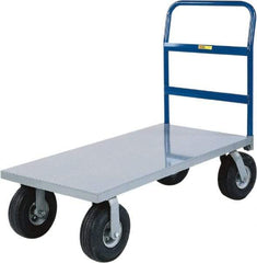 Little Giant - 1,500 Lb Capacity Steel Cushion Load Platform Truck - Steel Deck, 30" OAW, 60" Platform Length x 14" Platform Height, Pneumatic Casters - All Tool & Supply